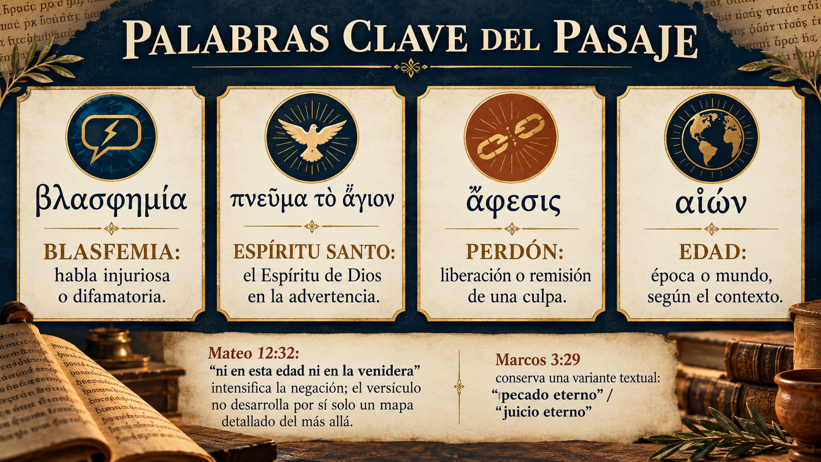 Palabras griegas clave de Mateo 12 y Marcos 3: blasfemia, Espíritu Santo, perdón y edad