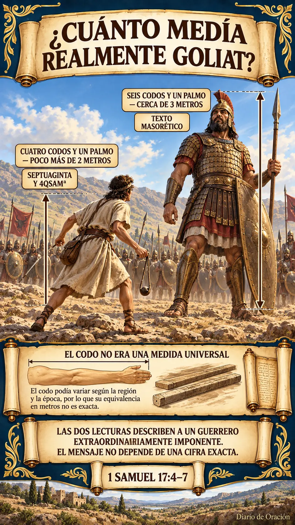 Infografía de Diario de Oración: ¿Tres metros o poco más de dos?