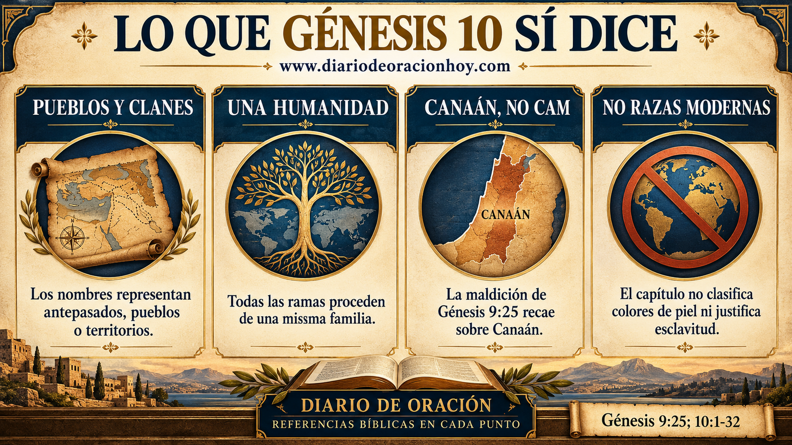 Cuadro sobre lo que Génesis 10 afirma y los usos racistas que el texto no permite