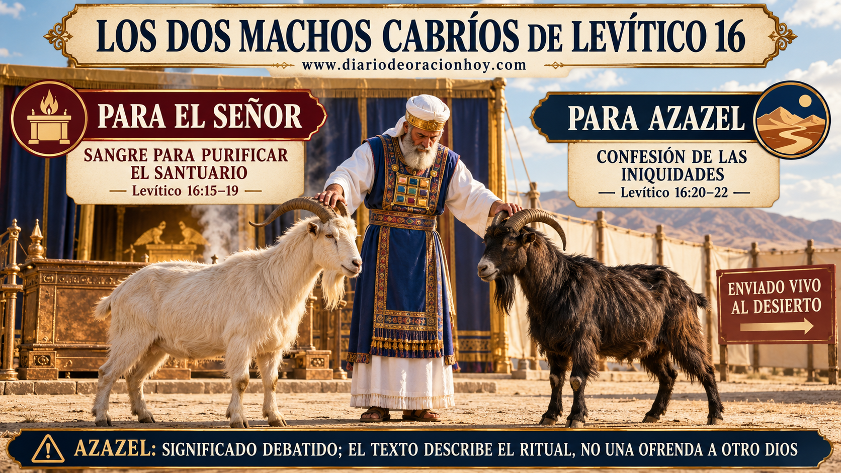 Comparación horizontal de los dos machos cabríos de Levítico 16, uno para el Señor y otro para Azazel
