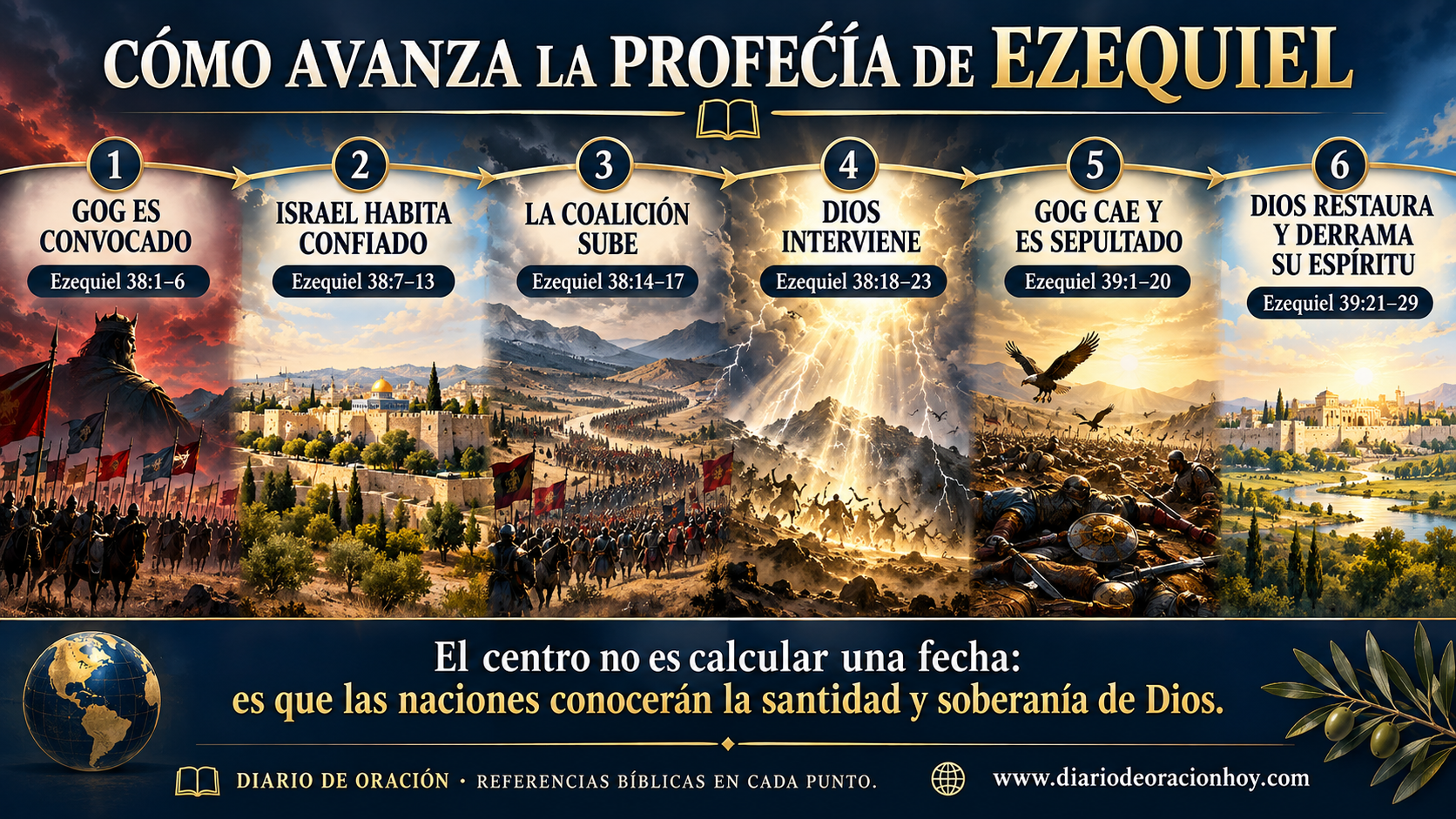Secuencia de Ezequiel 38 y 39 desde la convocatoria de Gog hasta la restauración y el derramamiento del Espíritu