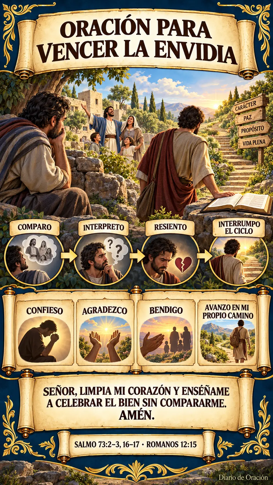 Infografía de Diario de Oración: El ciclo de la envidia y cómo interrumpirlo