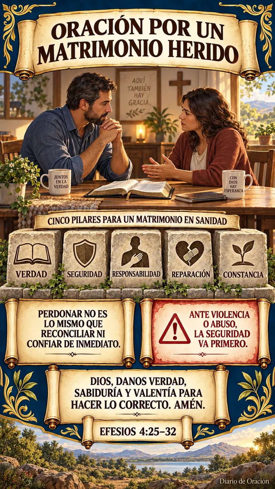Infografía de Diario de Oración: Cinco condiciones para reconstruir confianza
