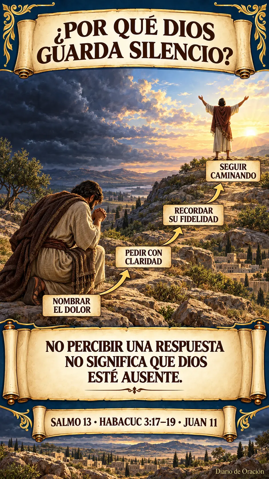 Infografía de Diario de Oración: Cuatro movimientos para atravesar el silencio