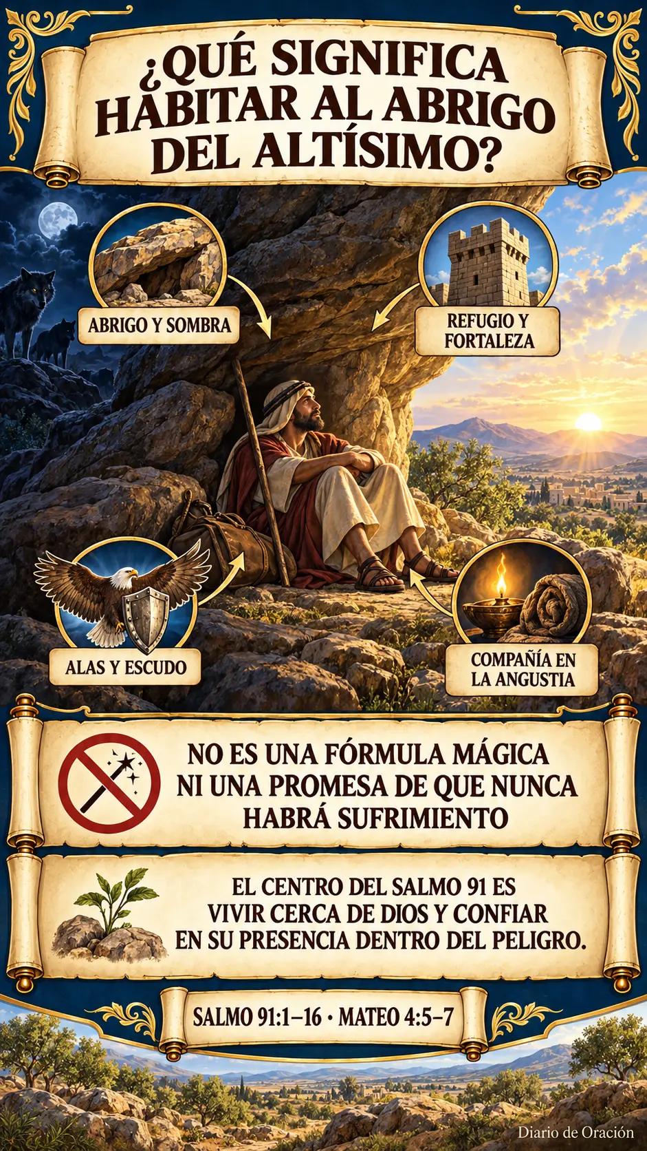 Infografía de Diario de Oración: Las imágenes de protección del Salmo 91