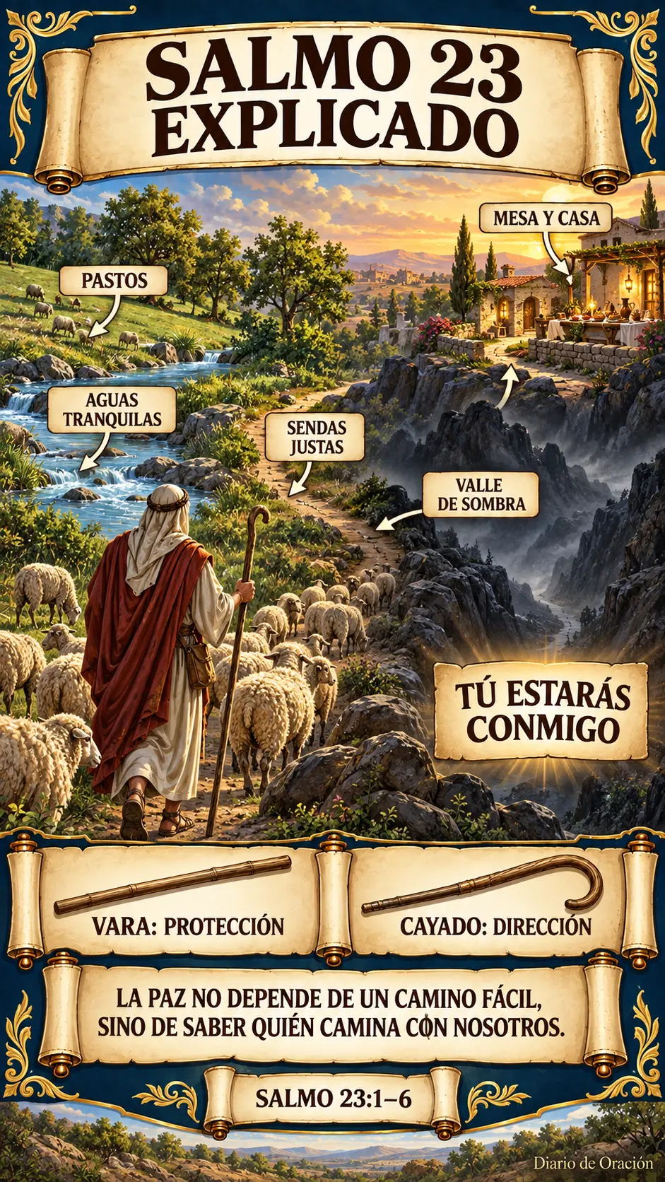 Infografía de Diario de Oración: El recorrido completo del Salmo 23