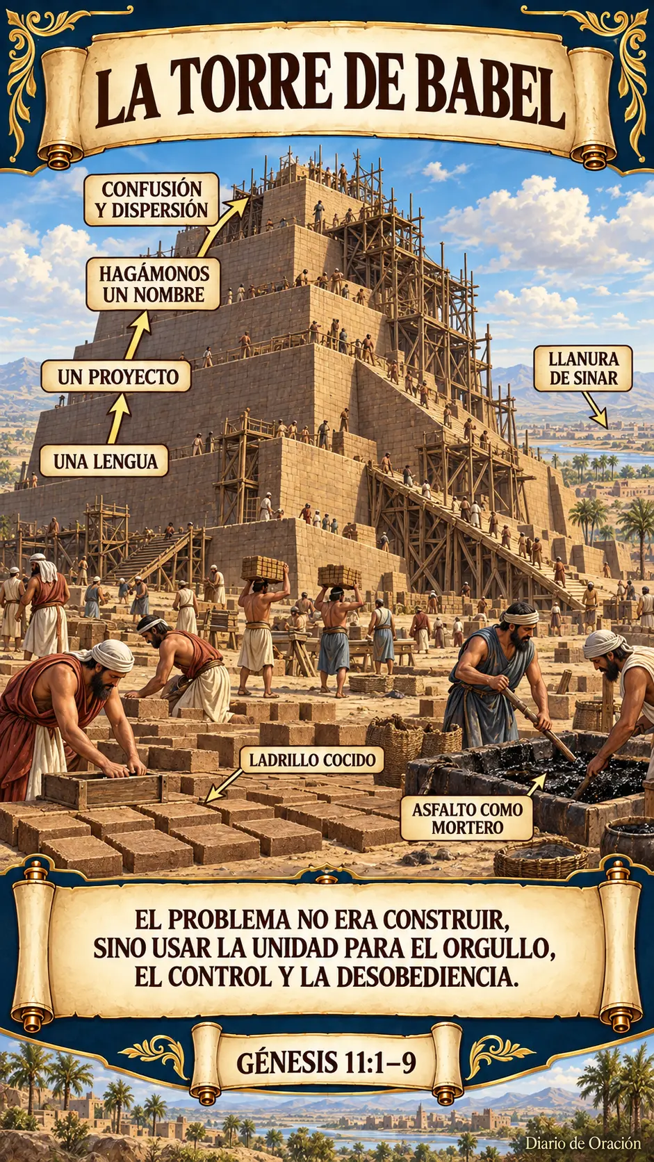 Infografía de Diario de Oración: El movimiento del relato de Babel