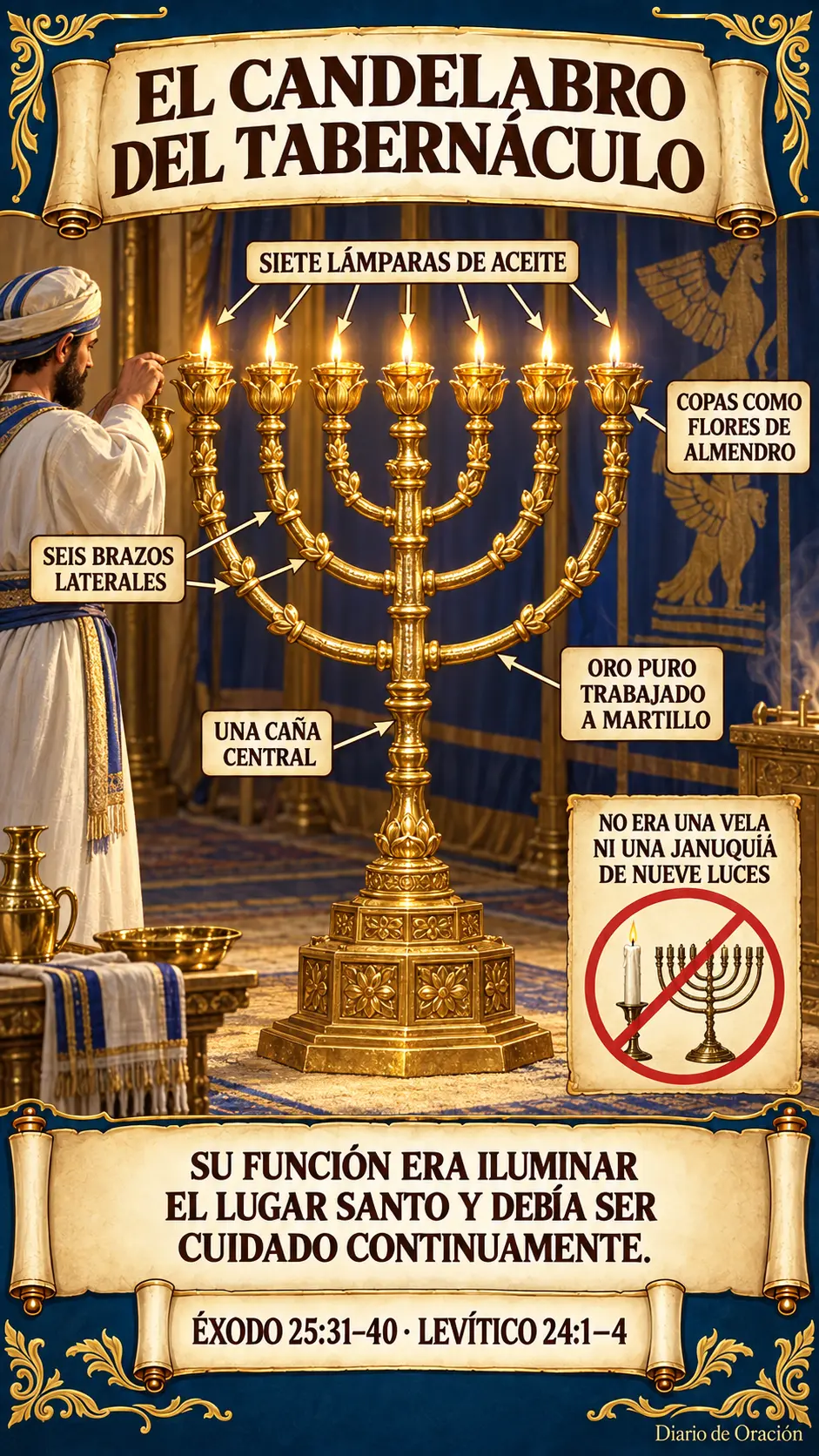 Infografía de Diario de Oración: Anatomía de la menorá del tabernáculo